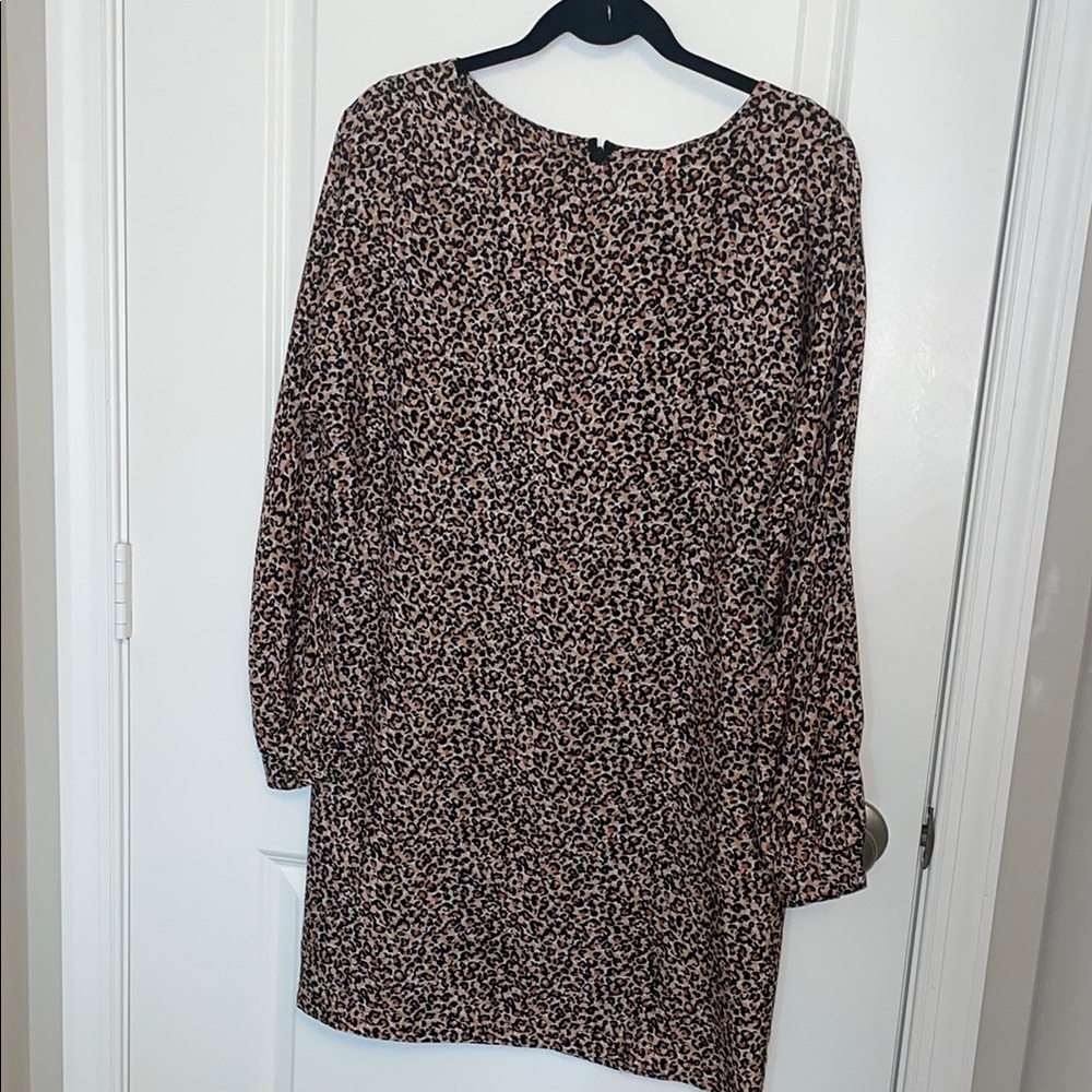 LOFT Brown Tan Sheath Dress with Bishop Sleeves